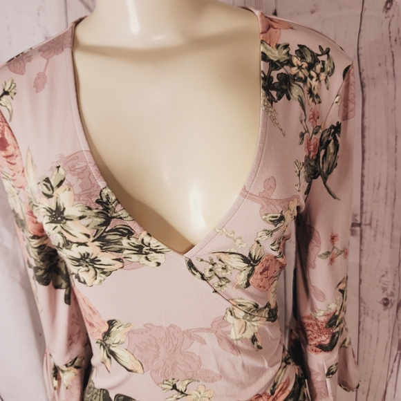 BCBG Surplice Rose Printed Mini Dress - Picture 9 of 12